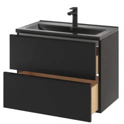 Meuble sous vasque suspendu noir mat l.80 x H.60 x P.45 cm, GoodHome Imandra