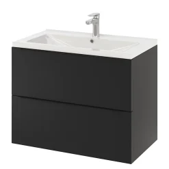 Meuble sous vasque suspendu noir mat l.80 x H.60 x P.45 cm, GoodHome Imandra