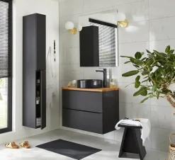 Meuble sous vasque suspendu noir mat l.80 x H.60 x P.45 cm, GoodHome Imandra