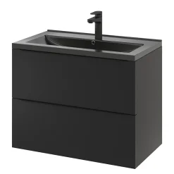 Meuble sous vasque suspendu noir mat l.80 x H.60 x P.45 cm, GoodHome Imandra