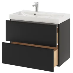Meuble sous vasque suspendu noir mat l.80 x H.60 x P.45 cm, GoodHome Imandra