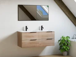 Meuble sous vasque suspendu - Naturel clair - 120 cm - NISAYA