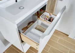 Meuble sous vasque suspendu blanc brillant l.60 x H.60 x P.45 cm, GoodHome Imandra