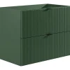 Meuble sous vasque suspendu strié - Vert mat - 80 cm - ZEVINI