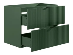 Meuble sous vasque suspendu strié - Vert mat - 80 cm - ZEVINI