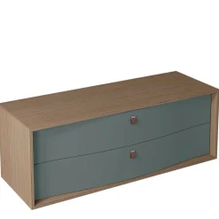 Meuble sous vasque suspendu vert toundra mat 2 tiroirs l.140 x H.50 x P.50 cm, Decotec Havana