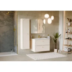 Meuble sous vasque TORNADO 80 cm 2 tiroirs Finition sable Style contemporain