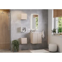 Meuble sous vasque VANO 50 cm 2 portes Coloris marron congo L50 x P39 x H57 cm Meuble suspendu