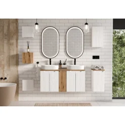 Meuble sous vasque VANO 2 portes Blanc alpin L60 x P39 x H57 cm Meuble suspendu
