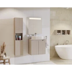 Meuble sous vasque VANO 60 cm 2 portes Marron congo mat L60 x P39 x H57 cm Meuble suspendu