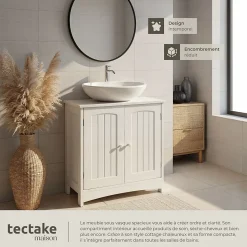 Meuble sous-lavabo 2 compartiments capacité de charge 35 kg