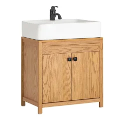 Meuble Sous-Lavabo, Meuble Sous-Vasque à 2 étages réglable et 2 Portes, BZR98-N, SoBuy