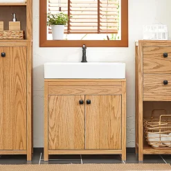 Meuble Sous-Lavabo, Meuble Sous-Vasque à 2 étages réglable et 2 Portes, BZR98-N, SoBuy