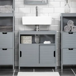 Meuble sous-Lavabo Meuble de Salle de Bain Vasque 2 Portes coulissantes, FRG128-SG, SoBuy
