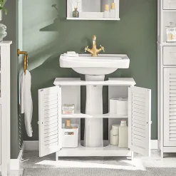 Meuble sous-Lavabo Meuble de Salle de Bain - 2 Portes, FRG237-II-W, SoBuy