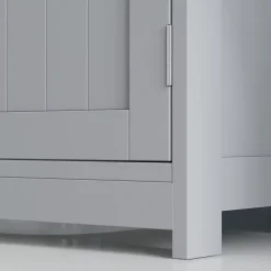 Meuble sous-vasque - 2 portes rainurées avec étagère réglable - poignées métal chromé - dim. 60L x 30l x 60H cm - MDF