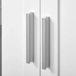 Meuble sous-vasque - 2 portes rainurées avec étagère réglable - poignées alliage aluminium - dim. 60L x 30l x 60H cm - MDF blanc