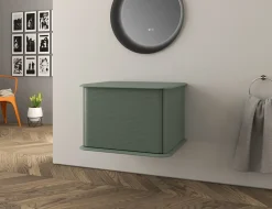 Meuble sous-vasque à suspendre l.61 cm avec plan de toilette, vert mat, Idra