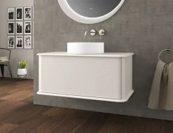 Meuble sous-vasque à suspendre l.95 cm avec plan de toilette et vasque à poser, blanc mat, Idra