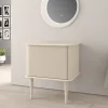 Meuble sous-vasque à suspendre l.61 cm avec plan de toilette et pieds H.29 cm, beige coton, Idra
