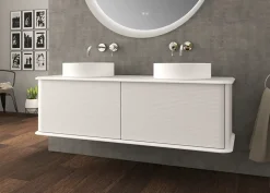 Meuble sous-vasque à suspendre l.141 cm avec plan de toilette et 2 vasques à poser, blanc mat, Idra