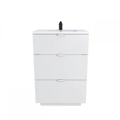 Meuble sous-vasque 3 tiroirs MARBELLA 60 cm + vasque / Blanc