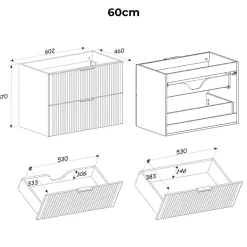 Meuble sous-vasque 140cm 2 niches Gaia Bois et Noir