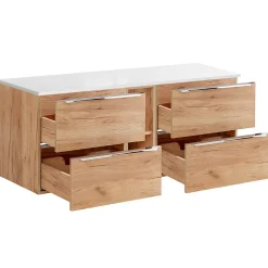 Meuble sous-vasque 140cm 2 niches April Bois et Blanc