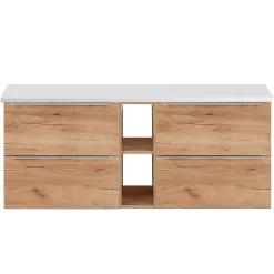 Meuble sous-vasque 140cm 2 niches April Bois et Blanc