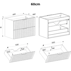 Meuble sous-vasque 140cm 2 niches Adriel Cachemire et Bois