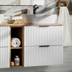 Meuble sous-vasque 140cm 2 niches Adriel Blanc
