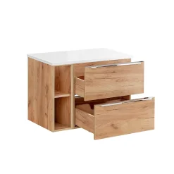 Meuble sous-vasque 80cm 2 niches April Bois et Blanc