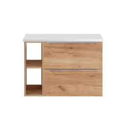 Meuble sous-vasque 80cm 2 niches April Bois et Blanc