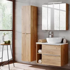 Meuble sous-vasque 80cm 2 niches April Bois et Blanc