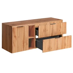 Meuble sous-vasque 140cm 2 niches panier à linge Adriel Bois