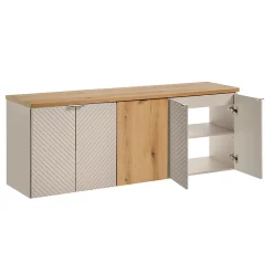 Meuble sous-vasque 160cm 4 portes panier à linge Manoa Cachemire et Bois
