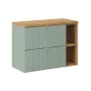 Meuble sous-vasque 80cm 2 tiroirs 2 niches Jade Vert et Bois