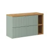 Meuble sous-vasque 100cm 2 tiroirs 2 niches Jade Vert et Bois