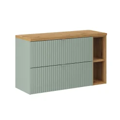 Meuble sous-vasque 100cm 2 tiroirs 2 niches Jade Vert et Bois