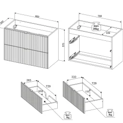 Meuble sous-vasque 100cm 2 tiroirs 2 niches Jade Vert et Bois