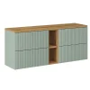 Meuble sous-vasque 140cm 4 tiroirs 2 niches Jade Vert et Bois