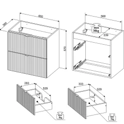 Meuble sous-vasque 140cm 4 tiroirs 2 niches Jade Vert et Bois