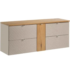 Meuble sous-vasque 140cm 4 tiroirs 1 porte Manoa Cachemire et bois