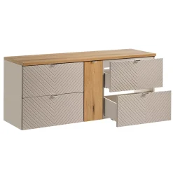 Meuble sous-vasque 140cm 4 tiroirs 1 porte Manoa Cachemire et bois