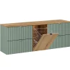 Meuble sous-vasque 160cm panier à linge Jade Vert et Bois