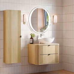Meuble sous-vasque 80cm plan de toilette Mila Bois