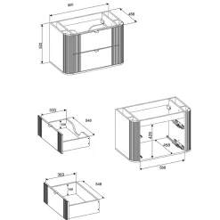 Meuble sous-vasque 80cm plan de toilette Mila Bois
