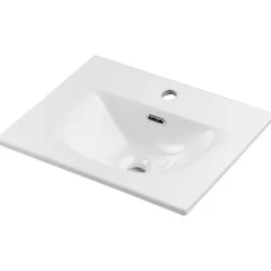 Meuble sous-vasque NEWPORT avec lavabo 50 x 57 x 39 cm noir rainuré blanc brillant en.casa