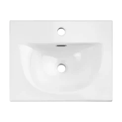 Meuble sous-vasque NEWPORT avec lavabo 50 x 57 x 39 cm noir rainuré blanc brillant en.casa