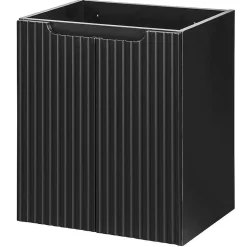 Meuble sous-vasque NEWPORT avec lavabo 50 x 57 x 39 cm noir rainuré blanc brillant en.casa